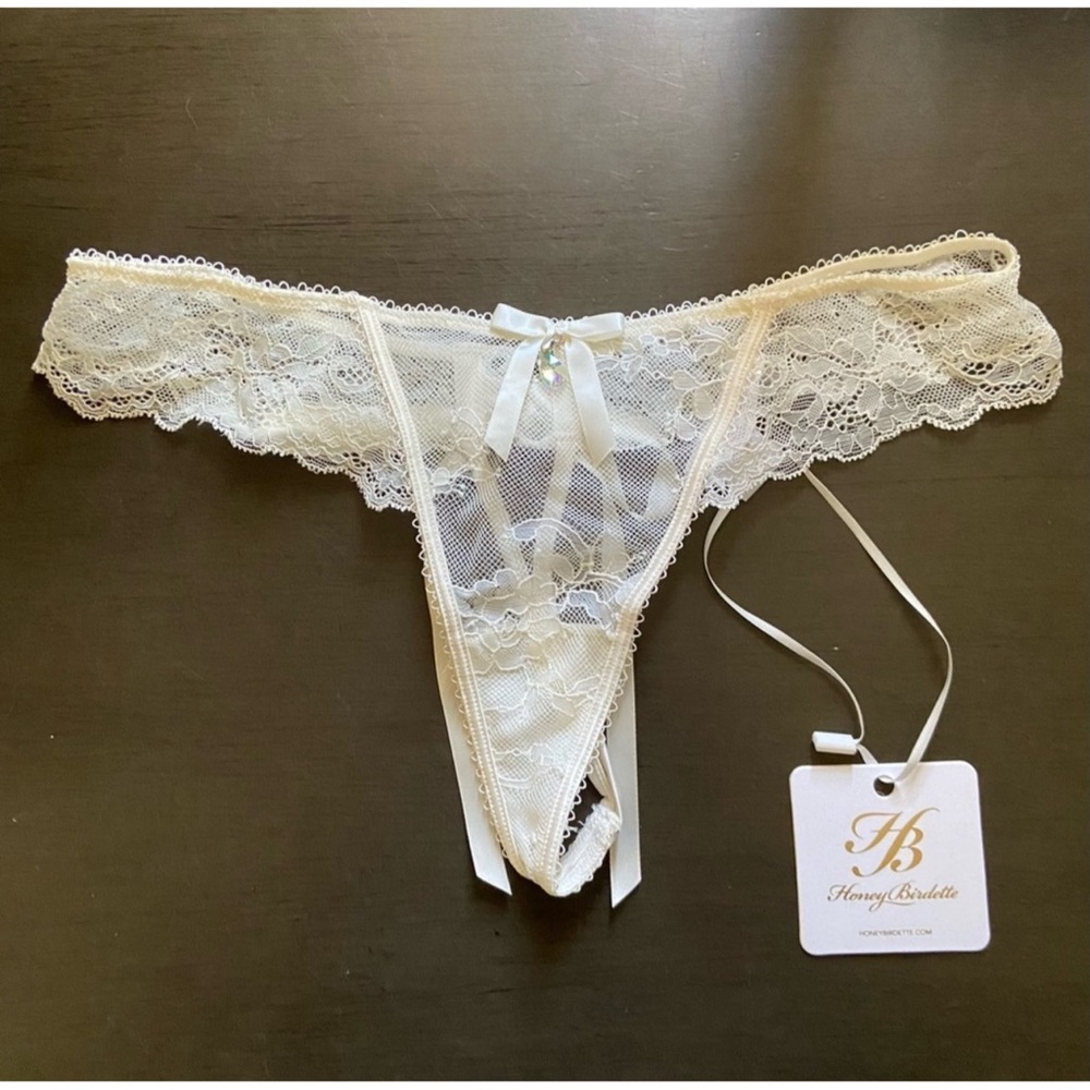 Honey Birdette Lace Underwire Rebecca Bra (38H) and Thong (XXL) - Ivory SET NWT - Picture 9 of 14